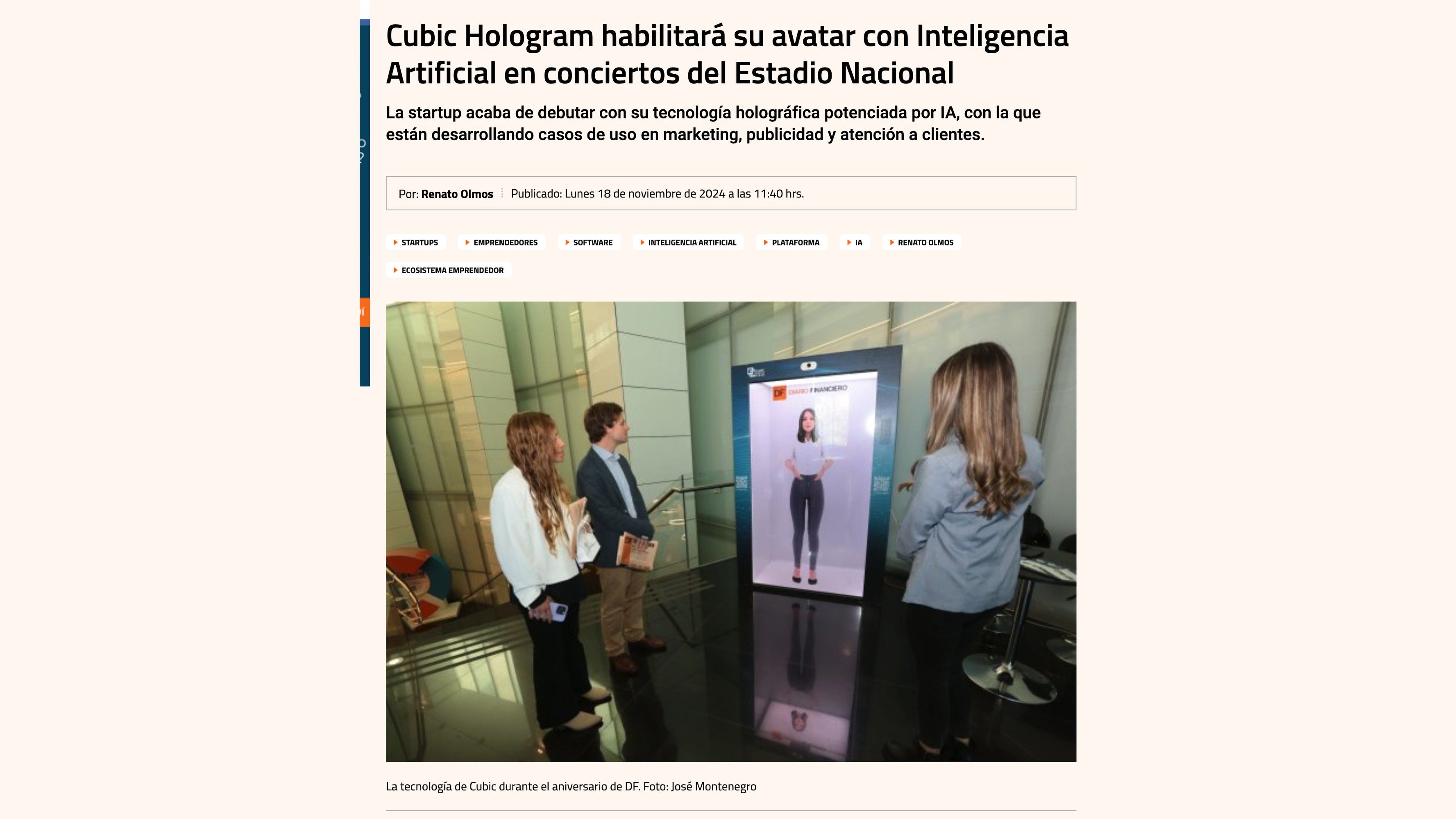 Diario Financiero: avatares con inteligencia artificial